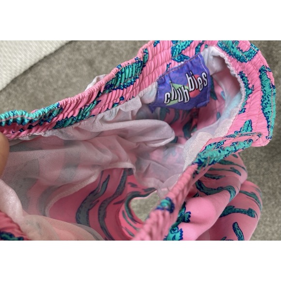 Chubbies Swim Trunks Men's Medium Pink Green‎ Alligator Print 6.5" Beach Shorts - Picture 6 of 6